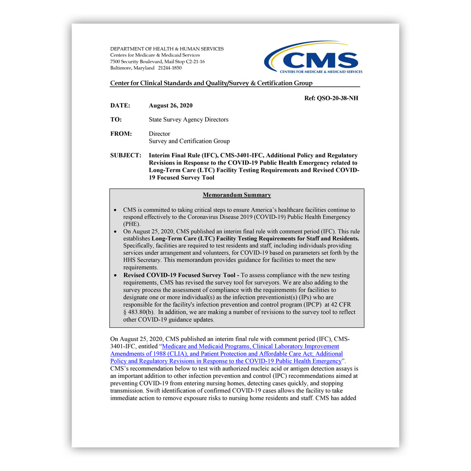 CMS Memo Point of Care Testing Resourcehub Exchange