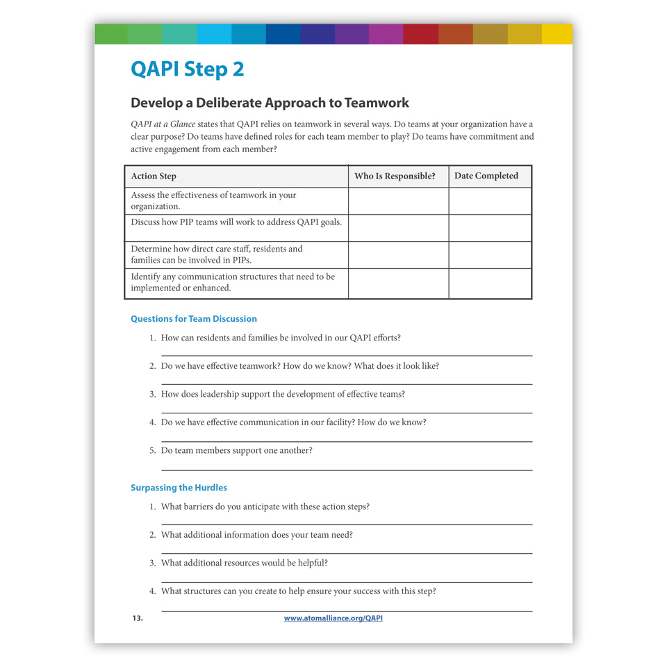 QAPI Step 2: Teamwork Worksheet - Resourcehub Exchange