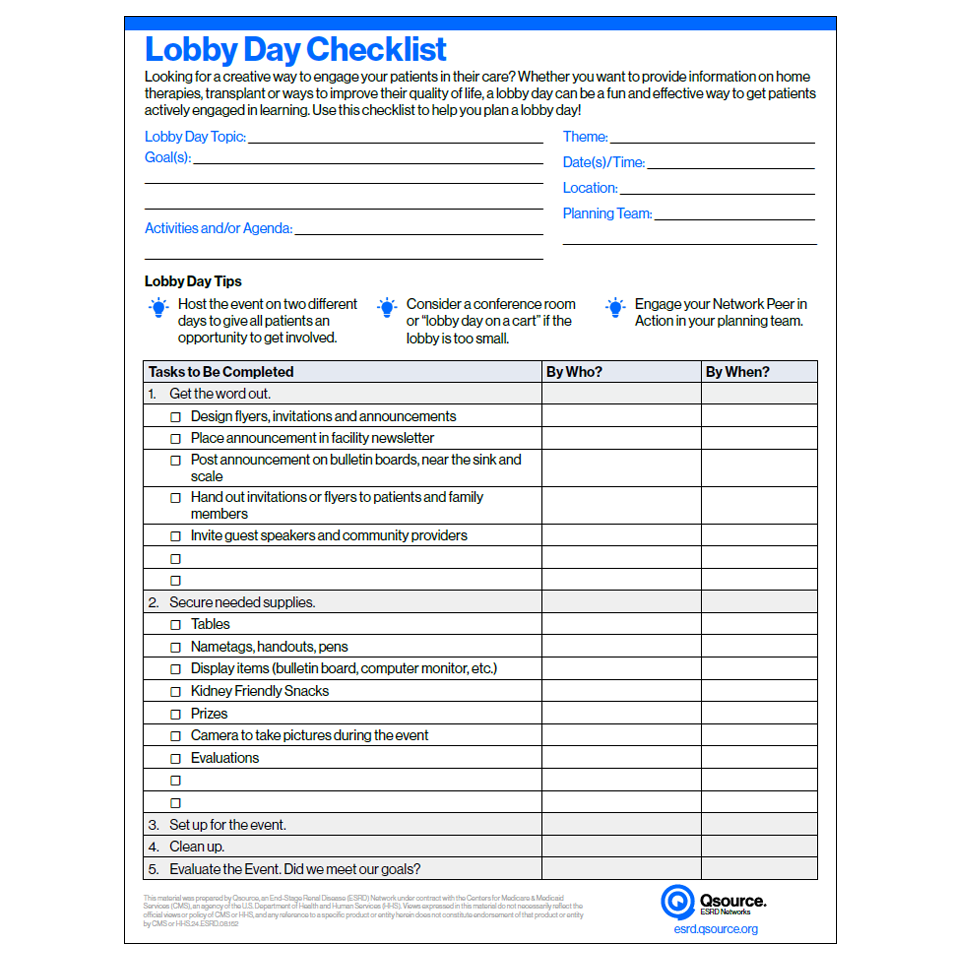 lobby day checklist