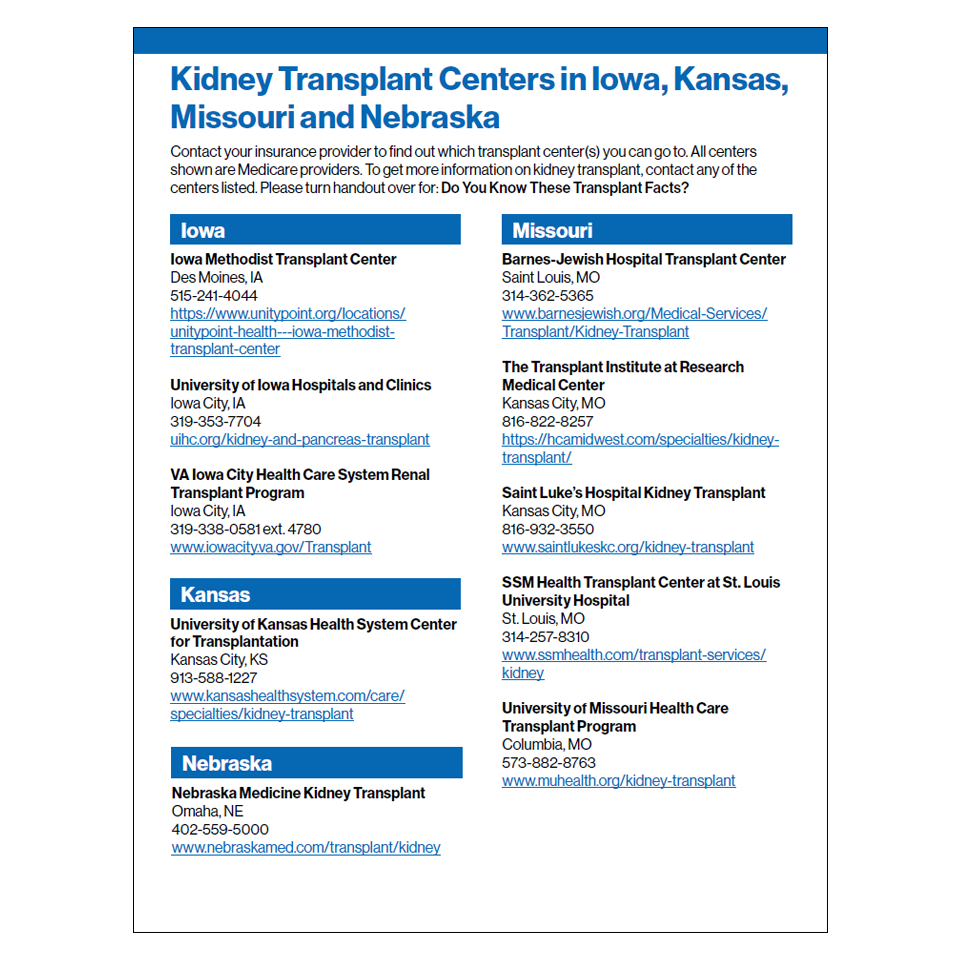 transplant center listings