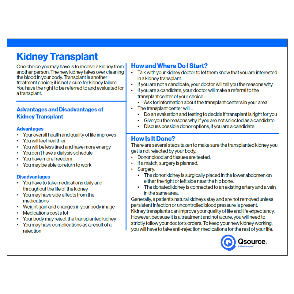 kidney transplant handout