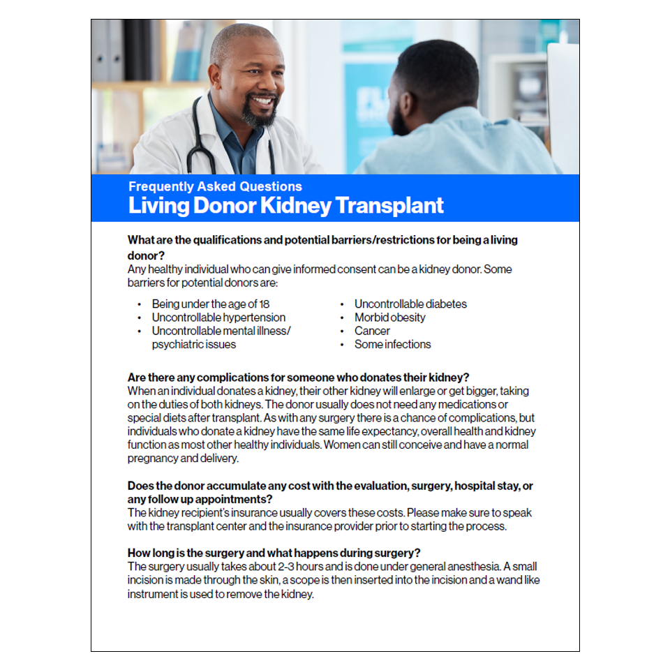 living kidney donation handout