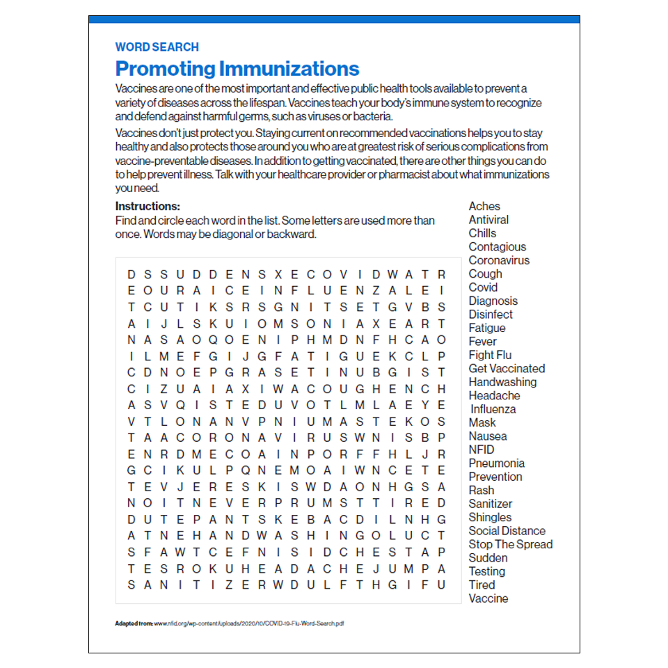 immunization word search