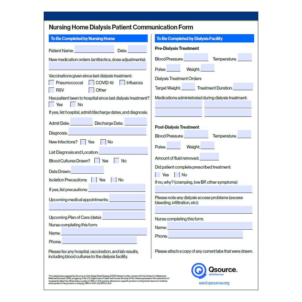 nursing home communication form