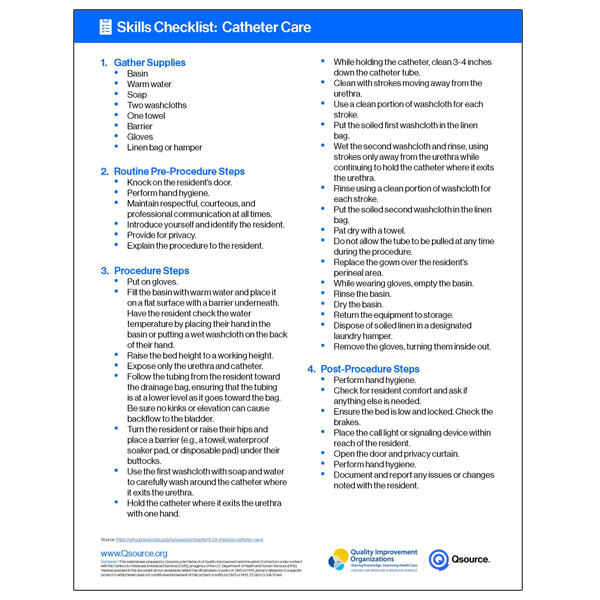 catheter care checklist