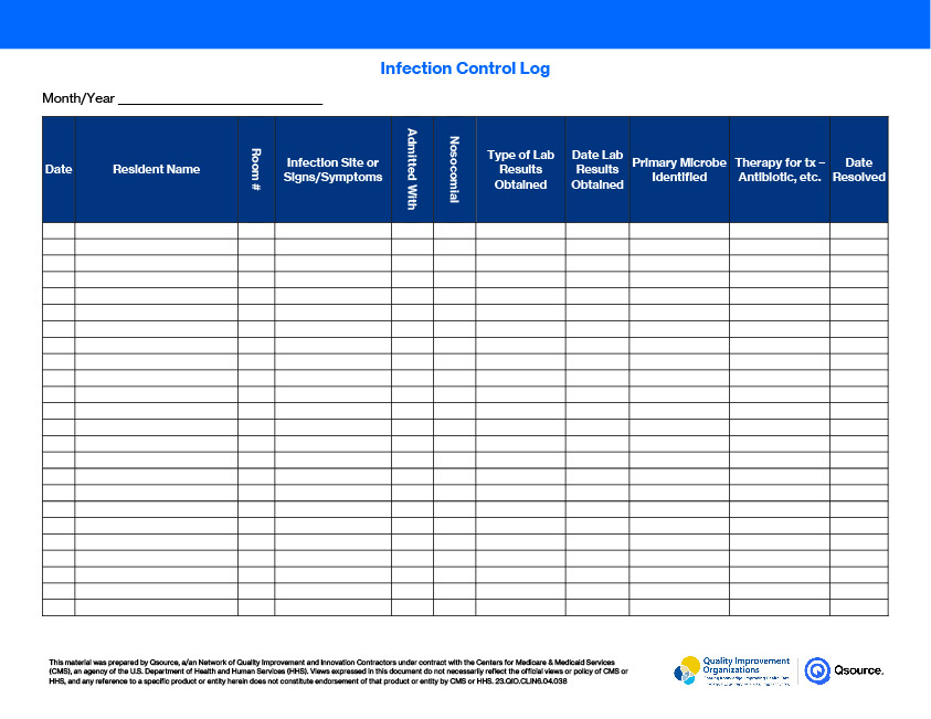 Infection Control Tracking Log Resourcehub Exchange