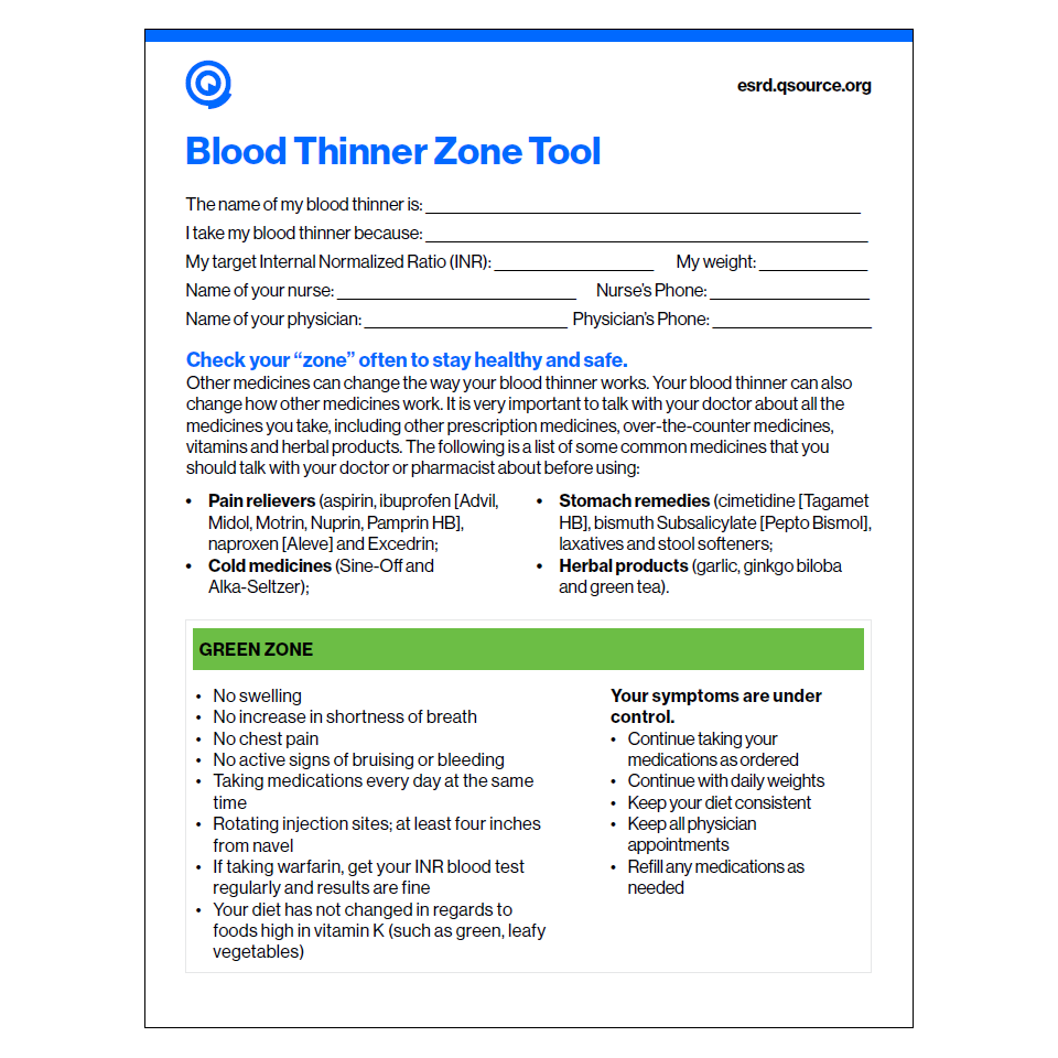 blood thinner zone tool