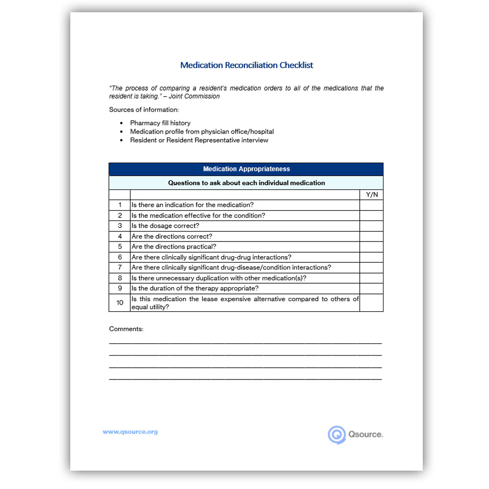 Medication Reconciliation Checklist