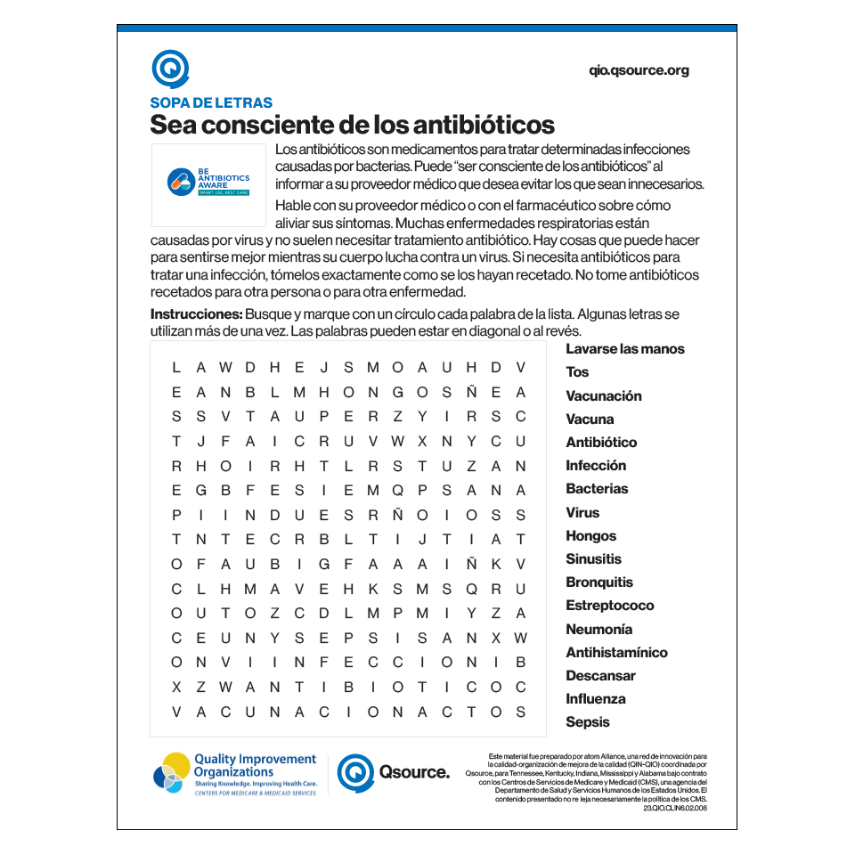 antibiotics word search spanish