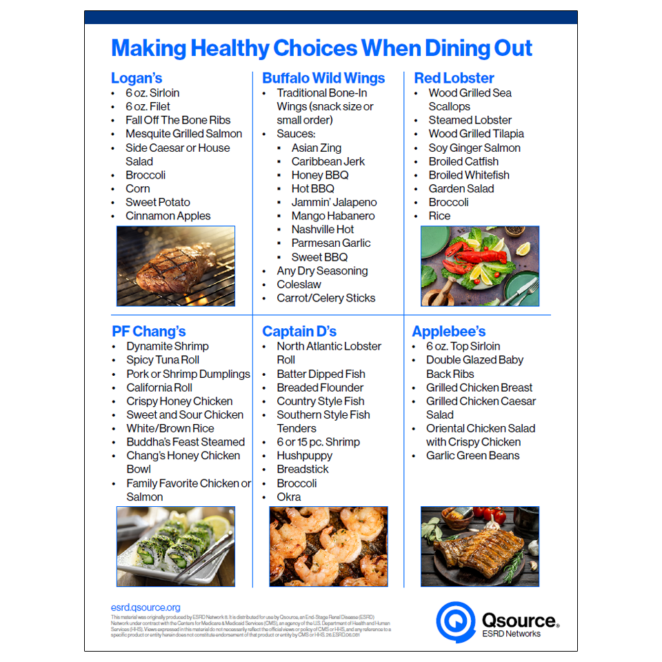 healthy dining out choices for kidney patients