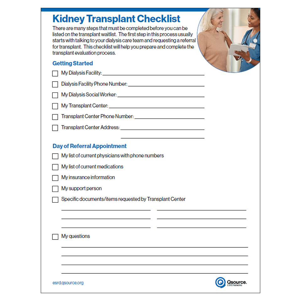 kidney transplant checklist