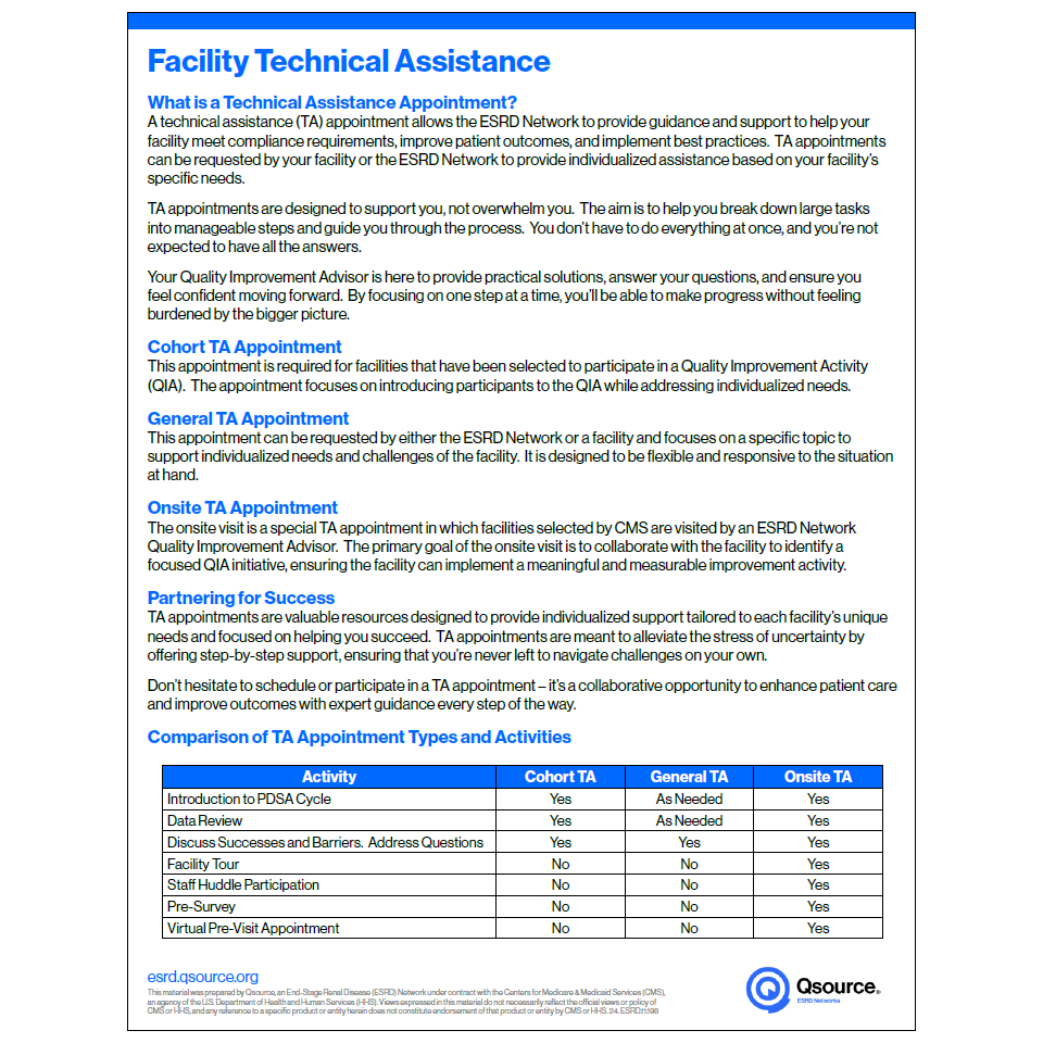 facility technical assistance flyer