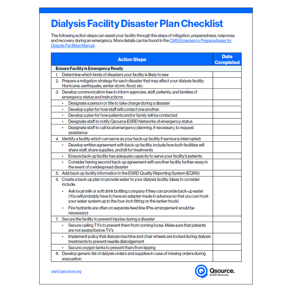 disaster plan checklist
