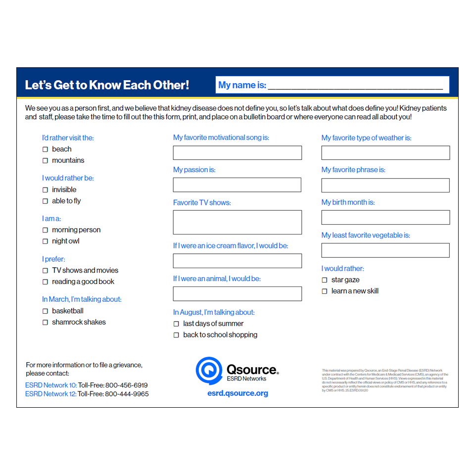 get to know each other handout