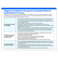 Helping Your Patients Through Transplant Referral and Evaluation